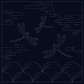 Traditional Japanese sashiko embroidery pattern on a dark background