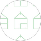 Daruma - Pre-printed Sashiko Fabric in Triangular Roof House design on White Background