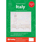 Packaging for the Sashiko - Tulip World Kit - Italy Puppet Boy from Florence, showing the kit contents and a sample design on the cover.