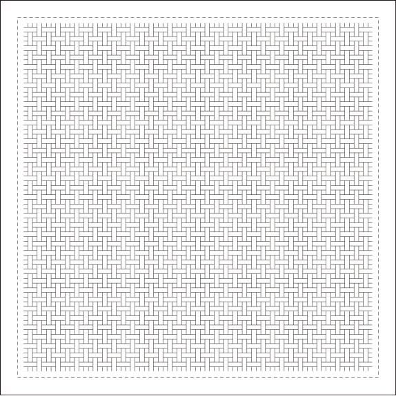 Pre-printed Sashiko fabric panel with a geometric basket design on a white background