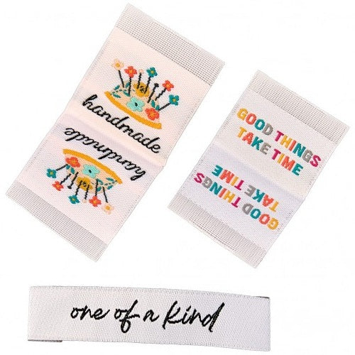 Sew Easy Woven Labels with Crafty Themes - 6 labels per set