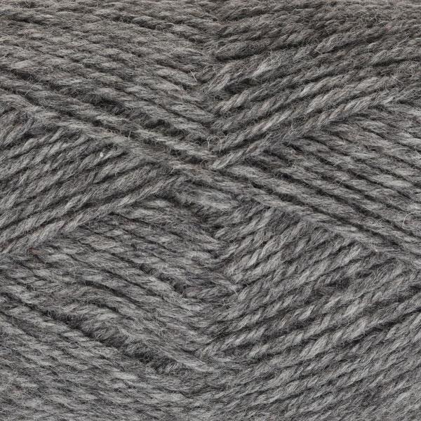 Close-up of medium gray yarn with a tweedy texture