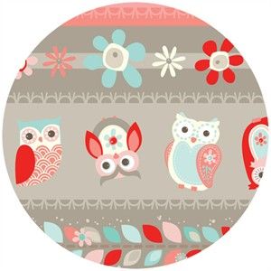 AdornIt Nested Owls Collection - Owls in Turquoise & Coral on Chestnut ticker tape style