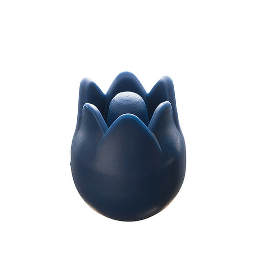 Navy blue tulip-shaped point protector on a white background