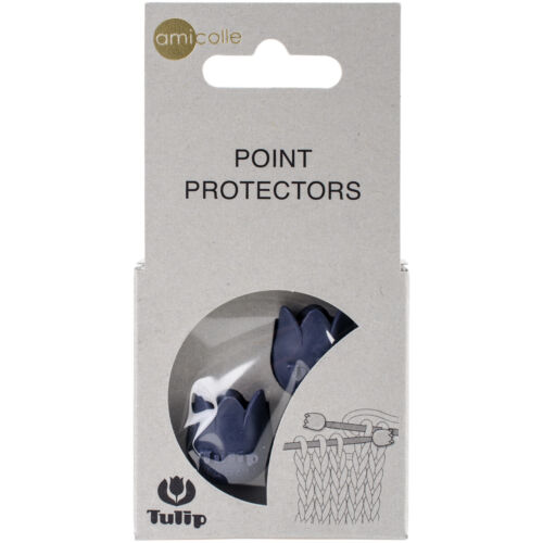 Packaging of navy point protectors with Tulip branding on a white background
