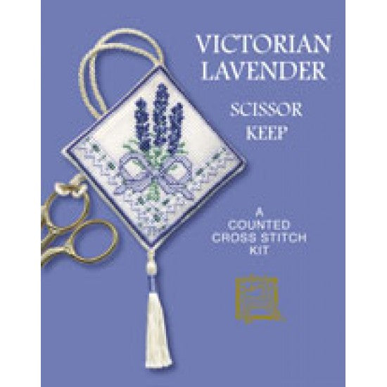 British Textile Heritage Cross-stitch Scissor Keep kit - Victorian Lavender