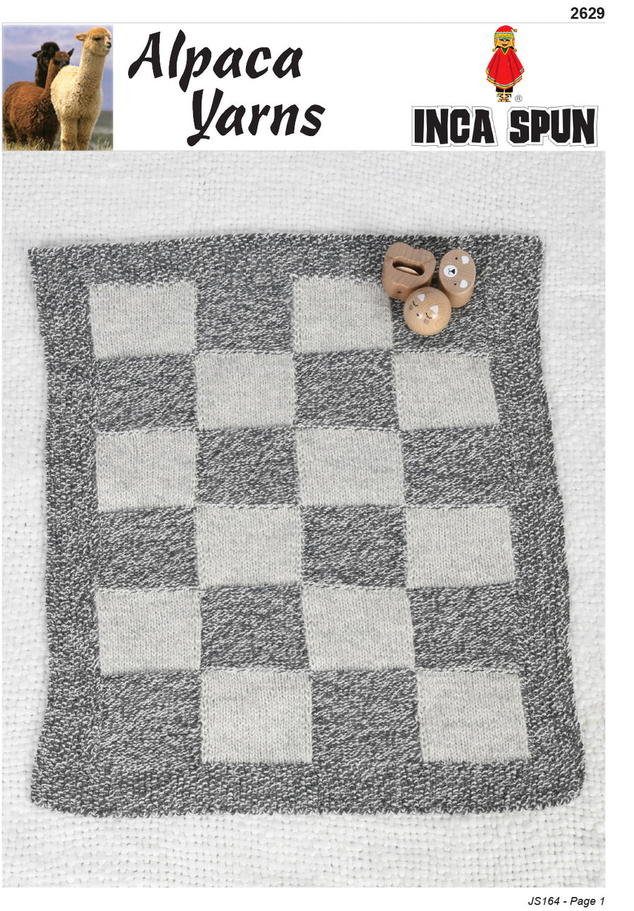 Inca Spun Knitting Pattern 2629 - Blanket / Throw in 10-Ply / Worsted-weight