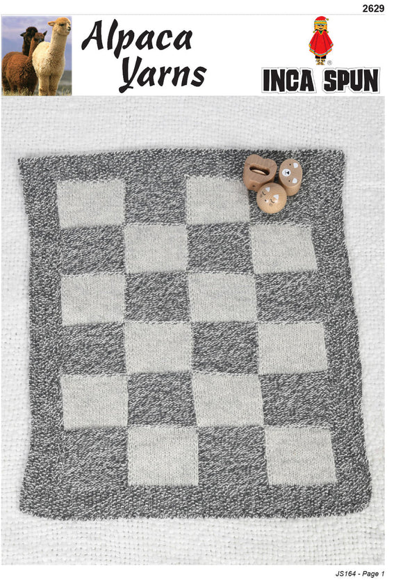 Inca Spun Knitting Pattern 2629 - Blanket / Throw in 10-Ply / Worsted