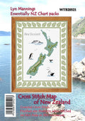 CraftCo Cross-stitch chart - New Zealand Map with sea life and fern motifs