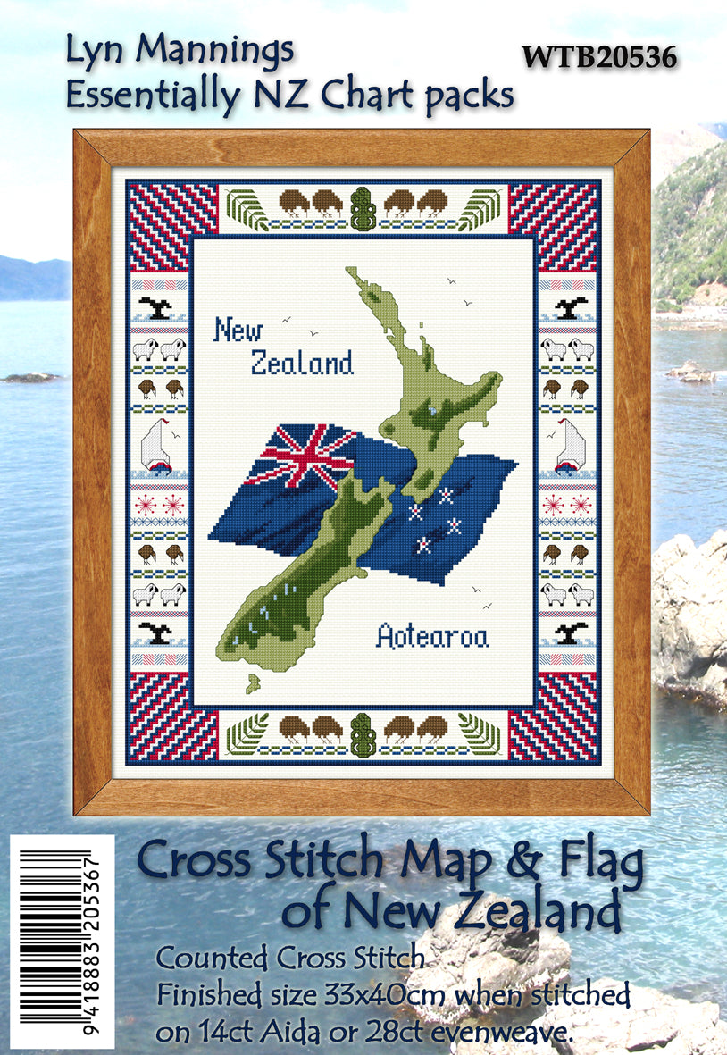 CraftCo Cross-stitch chart - New Zealand Map and Flag
