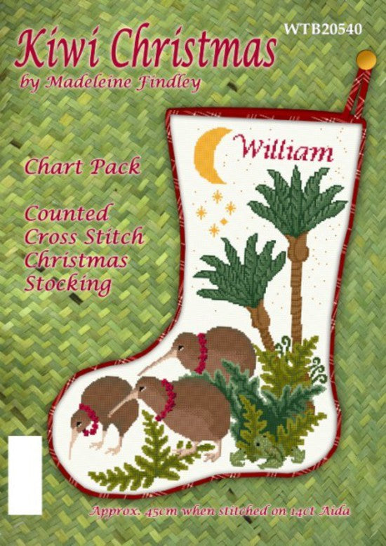 CraftCo Cross-stitch chart - Kiwi Bird Christmas Stocking