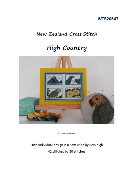 CraftCo Cross-stitch chart - Cherry Parker's New Zealand High Country, includes Kakapo, Pukeko, Flowers & Mountain