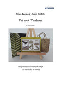 CraftCo Cross-stitch chart - Cherry Parker's New Zealand Tui & Tuatara, includes Kete, Sheep, Trees & Mountains