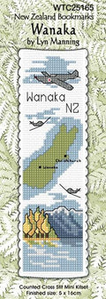 New Zealand designed Cross-stitch bookmark with Wanaka motifs.