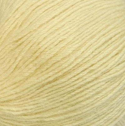 Close-up of Zealana Possum blend yarn in pale yellow colour
