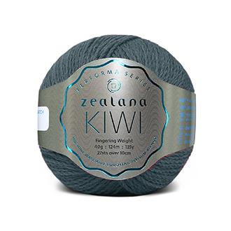 New Zealand Possum Cotton Merino Green-teal yarn ball with 'Zealana Kiwi' label on a white background