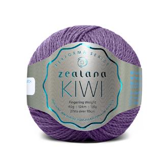 New Zealand Possum Cotton Merino Purple yarn ball with 'zealana Kiwi' label on a white background