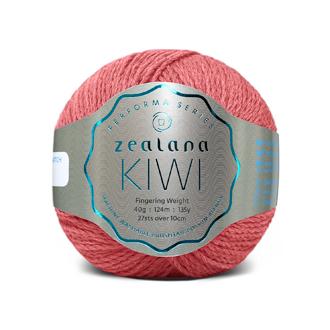 New Zealand Possum Cotton Merino Orangy-Red yarn ball with 'zealana Kiwi' label on a white background