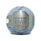 New Zealand Possum Cotton Merino pastel blue yarn ball with 'zealana Kiwi' label on a white background