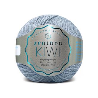New Zealand Possum Cotton Merino pastel blue yarn ball with 'zealana Kiwi' label on a white background