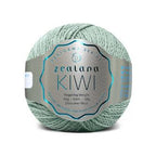New Zealand Possum Cotton Merino pastel green yarn ball with 'zealana Kiwi' label on a white background