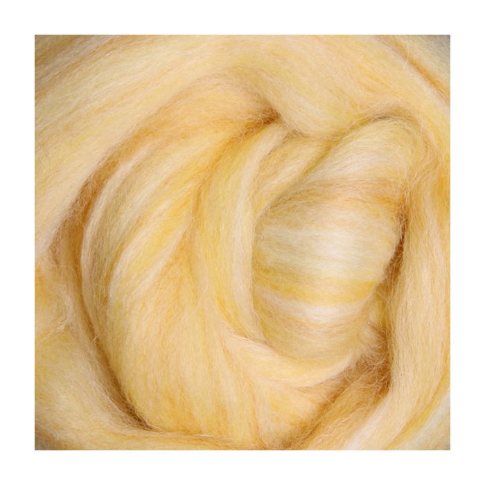 New Zealand Alpaca Merino Wool Sliver Fibre - Primrose colour