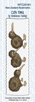 New Zealand designed Cross-stitch bookmark with Cute Kiwis.