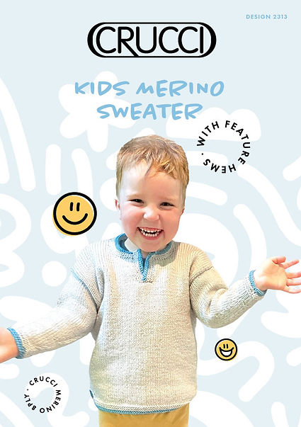 Crucci Knitting Pattern 2313  - Childs Pullover with V-Neck collar In 8-ply / DK