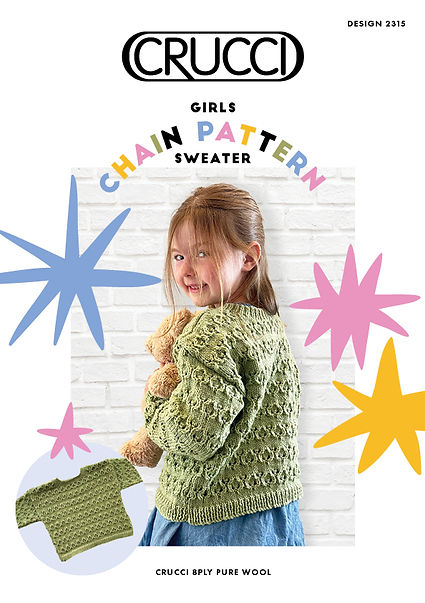 Crucci Knitting Pattern 2315  - Girls Pullover with Chain-Pattern in 8-ply / DK