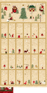 Frosty Snowflake - Advent Calendar Panel by Stof with Gold Overlay and Christmas Motifs on a Gold background