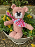 Knitting kit for Beginning Knitters - Baby Square Bear in Peony