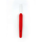 Red crochet hook on a white background