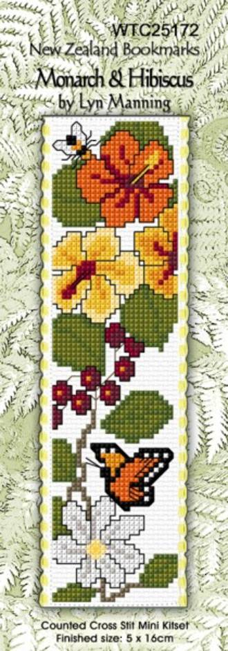 CraftCo Cross-stitch bookmark kit - Monarch & Hibiscus