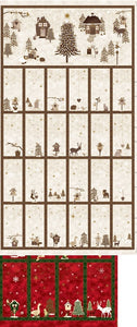 Frosty Snowflake - Advent Calendar Panel by Stof with Gold Overlay and Christmas Motifs on a Cream background