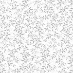 Hoffman Sparkle & Fade - Leaves with Silver Overlay on White Background