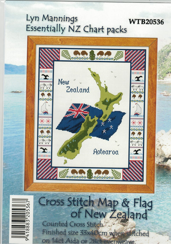 CraftCo Cross-stitch chart - New Zealand Map and Flag