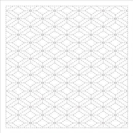 Daruma - Pre-printed Sashiko Fabric in Triple Diamond design on White Background