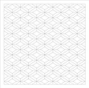 Daruma - Pre-printed Sashiko Fabric in Triple Diamond design on White Background