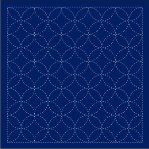 Daruma - Pre-printed Sashiko Fabric in Cloisonne Treasures design on Indigo Background