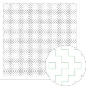 Daruma - Pre-printed Sashiko Fabric in Persimmon Leaf design on White Background