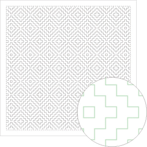 Daruma - Pre-printed Sashiko Fabric in Persimmon Leaf design on White Background