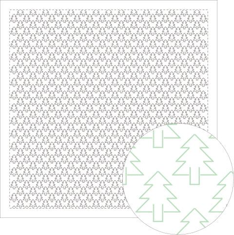 Daruma - Pre-printed Sashiko Fabric in Forest design on White Background