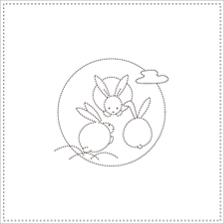Daruma - Pre-printed Sashiko Sampler in February Rabbit design on White Fabric