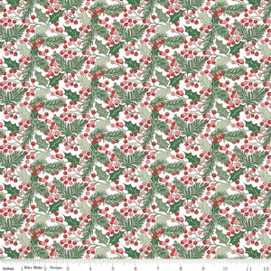 Liberty of London A Woodland Christmas 2022 Collection - Winterberry Holly in Reds & Greens on White