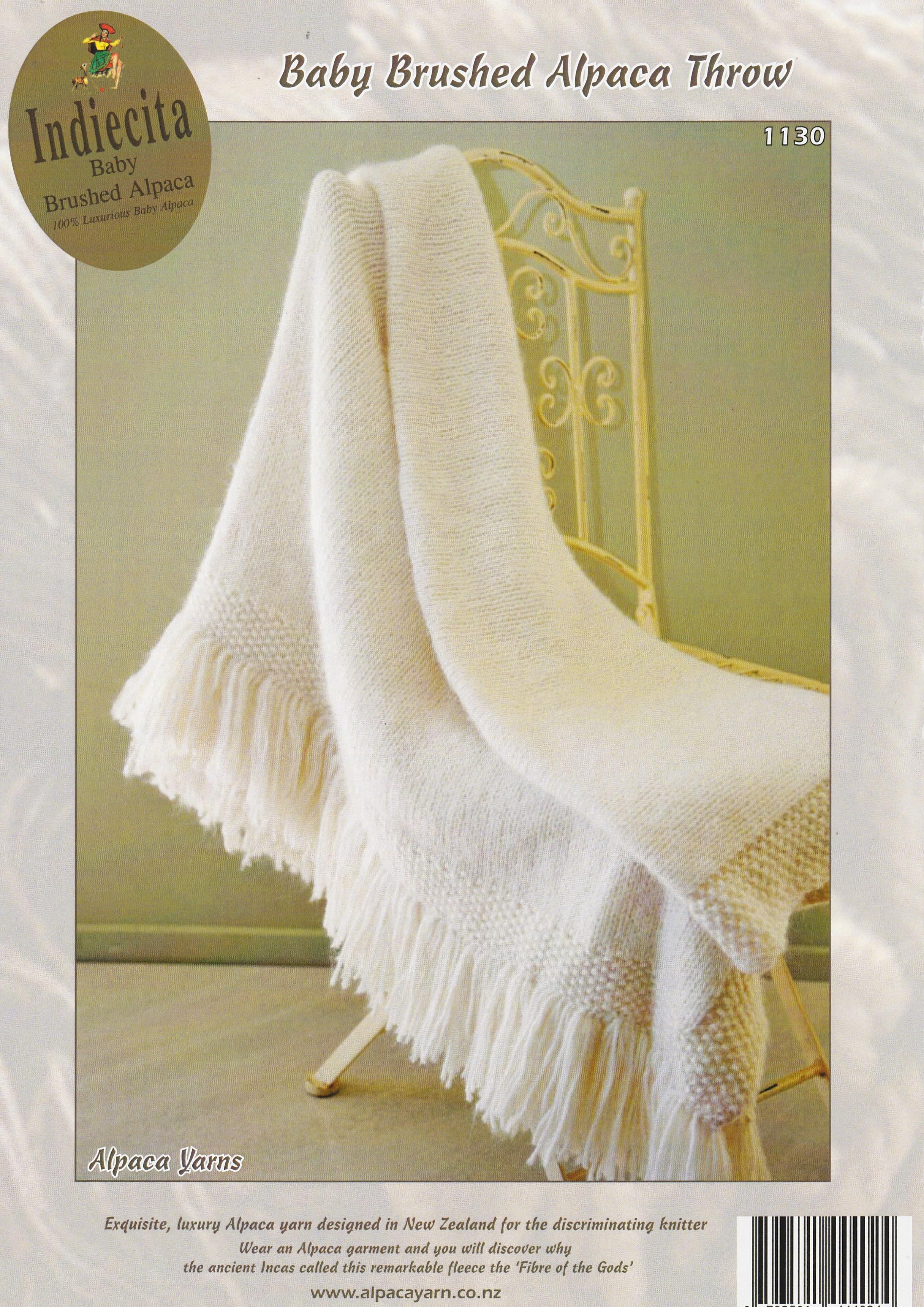 Indiecita Knitting Pattern 1130 - Baby Brushed Alpaca Throw in 14-Ply / Chunky