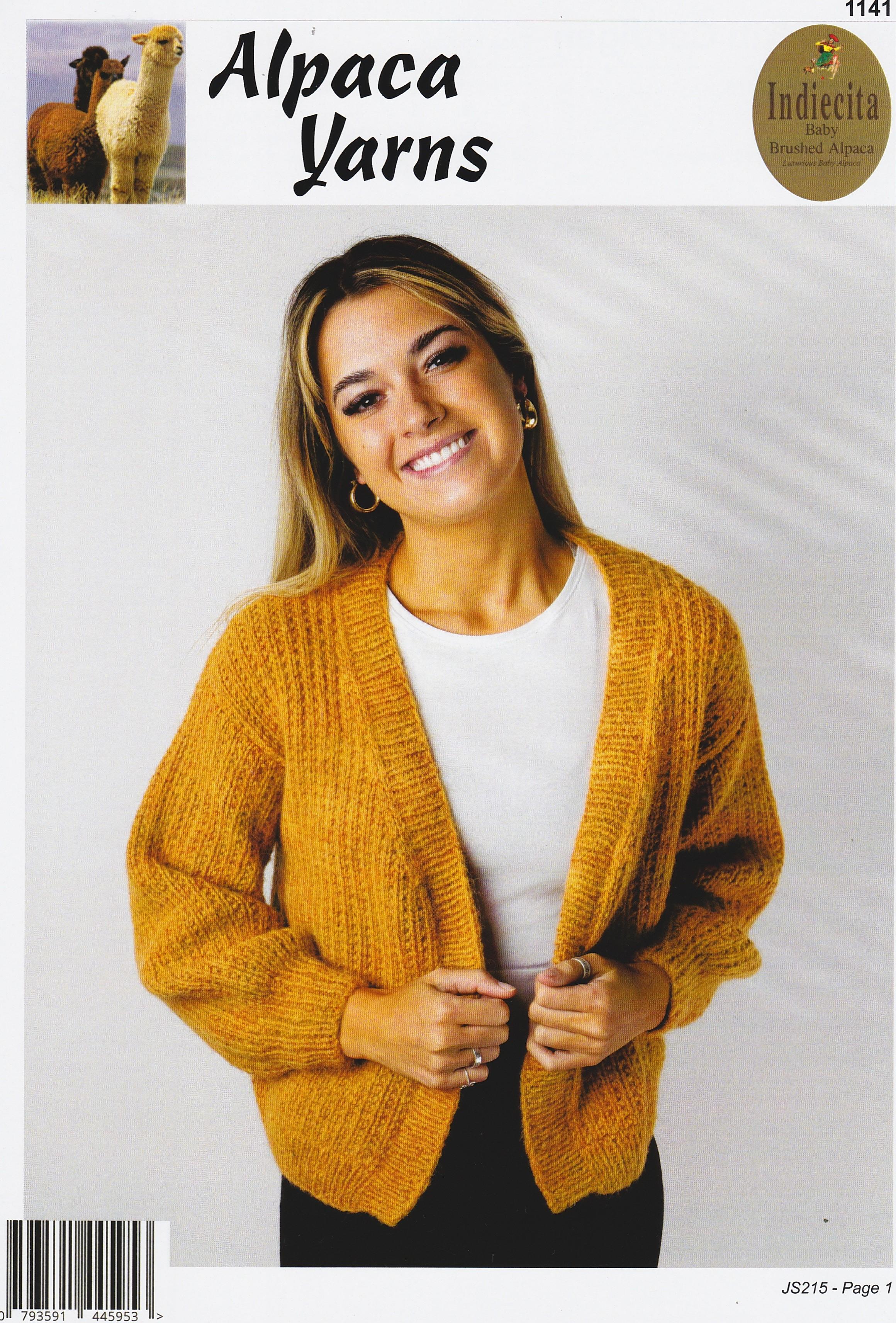 Indiecita Knitting Pattern 1141 - Ladies Mock Rib Open Cardigan in 14-ply / Chunky