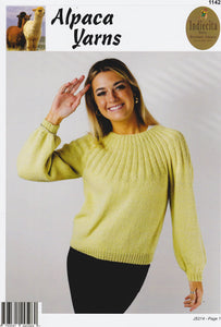 Indiecita Knitting Pattern 1142 - Ladies Yoke Sweater in 14-ply / Chunky