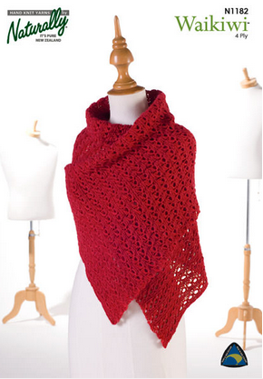 Naturally Knitting Pattern N1182 - Ladies Shawl in 4-ply / Fingering