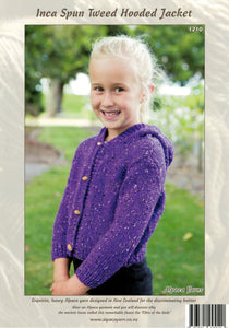 Inca Spun Knitting Pattern 1210 - Baby or Childs Hoodie in 10-Ply / Worsted-weight
