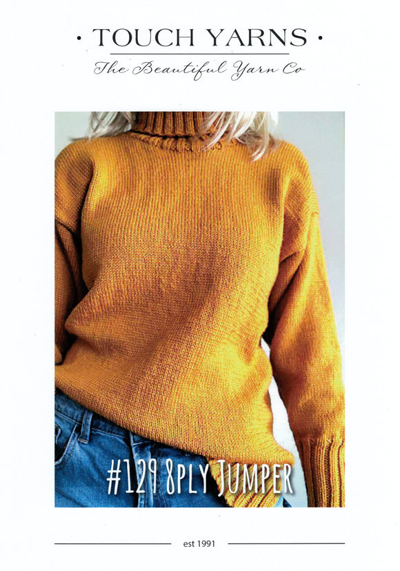 Touch Knitting Pattern 129 - Adults Pullover with High Neck in 8-ply / DK